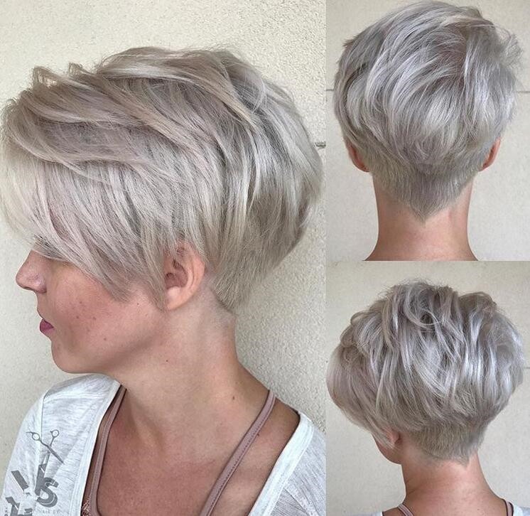 A choppy fringe coupled with a long pixie cut