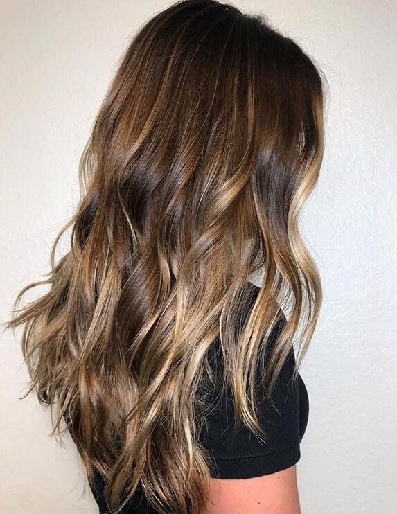 Blonde balayage and shiny bronze