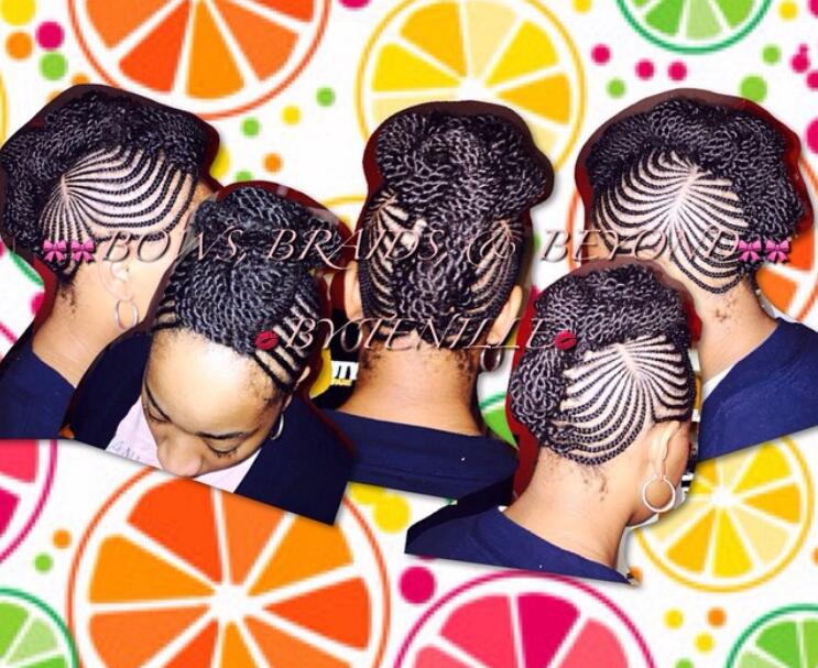 Cornrow Bun at the Centre and Cornrow Braids in the Sides