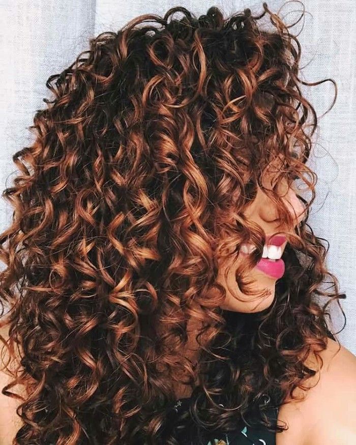Curly locks with caramel highlights