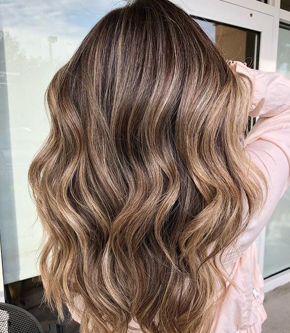 Dark Brown hair with ash blonde highlights