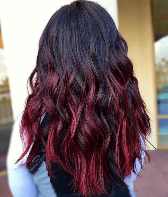 Dark brown hair with Red highlights