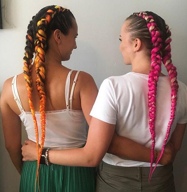 Double Cornrow Braids with Highlights