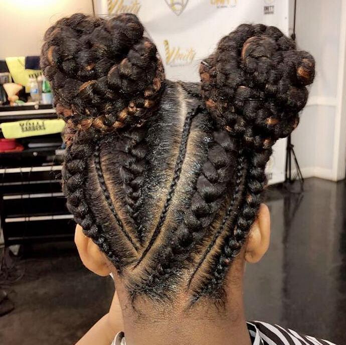 Double-bun Cornrow Braids