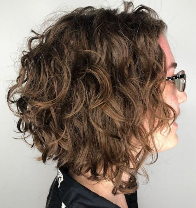 Light Brown Curly Bob 