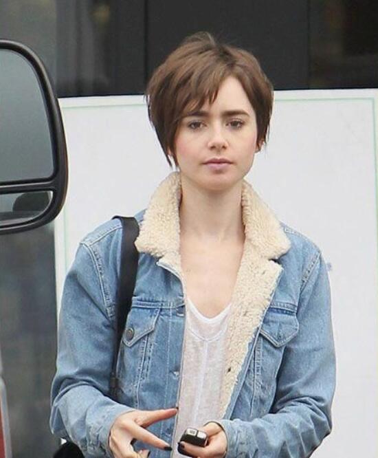 Lilly Collins’ Long Pixie Cut
