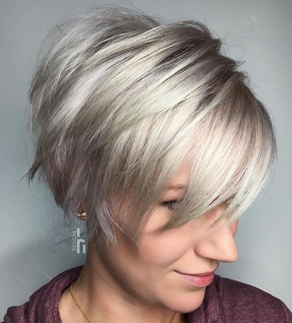 Long and silver pixie haircut