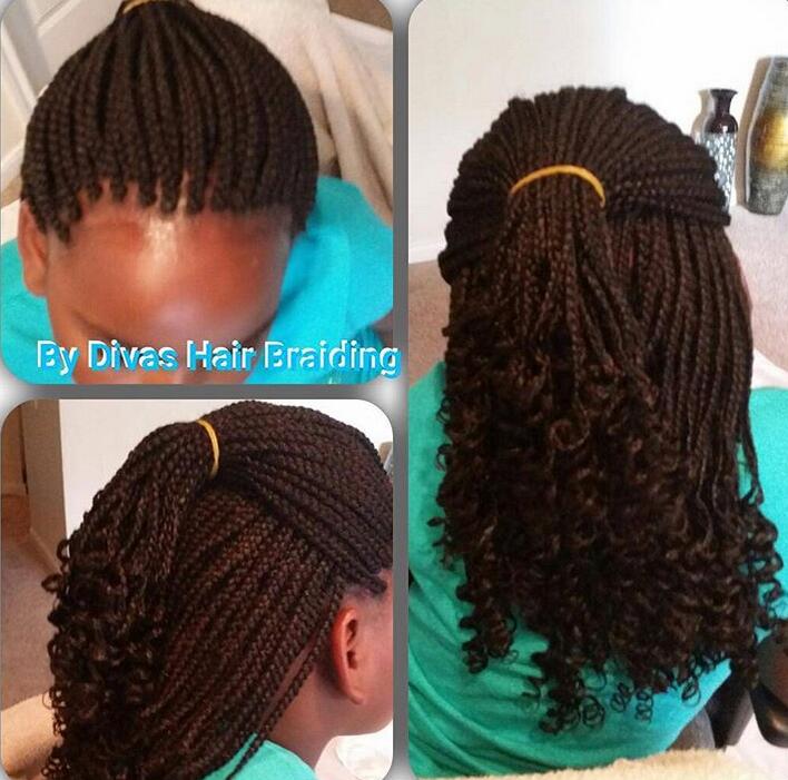 Mini Cornrows with Ponytail and Curly Ends