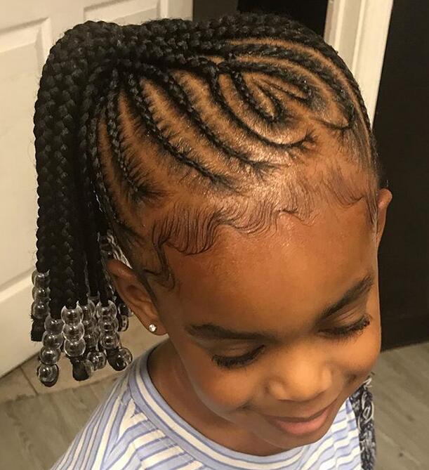 Side Cornrow Braids with Crystal Balls