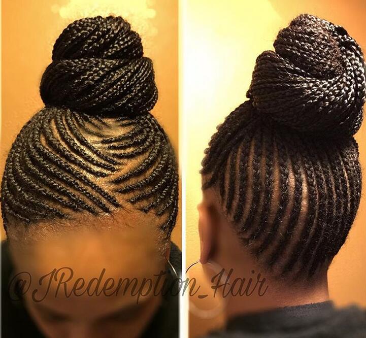 Spiral bun Cornrow Braids