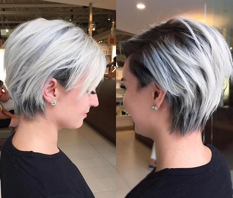 The black and white long pixie cut