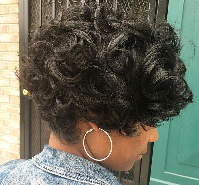 The classic curly pixie cut