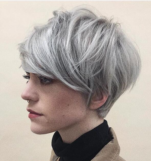 The tapered and chopped silver pixie