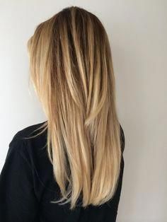 Beige Blonde layers on straight hair