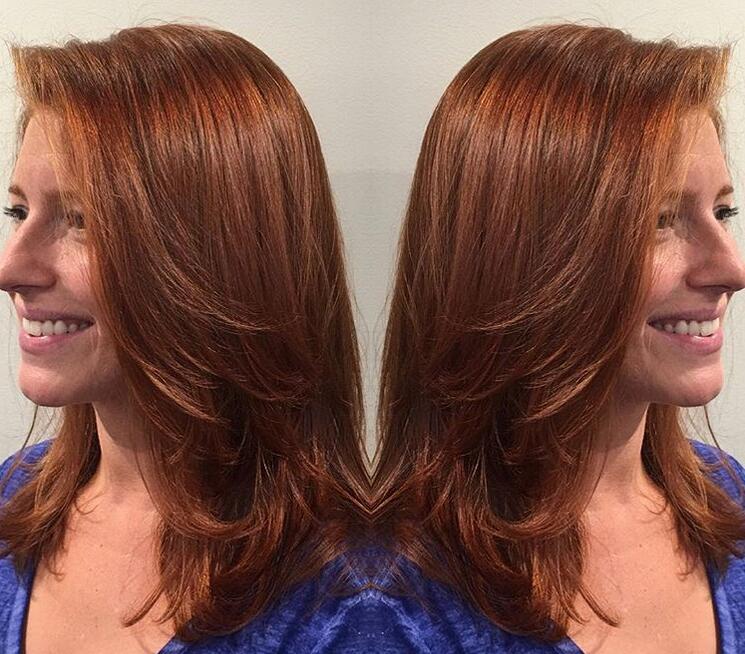 Fire red hair with layers
