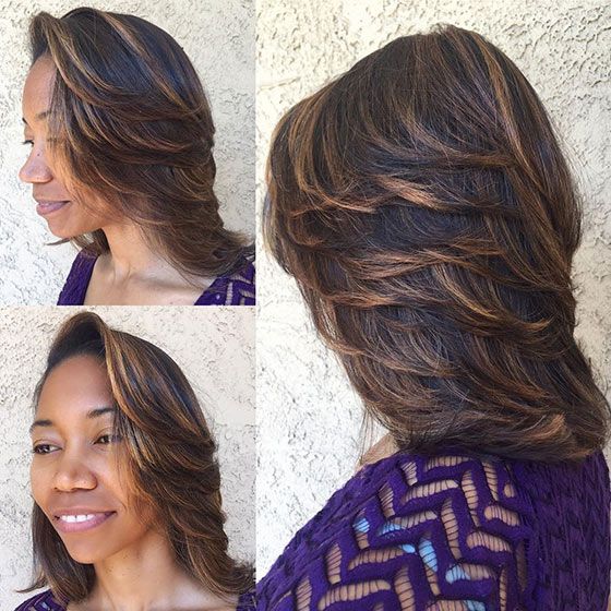 Layered feathered bob