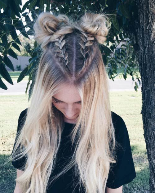 Boxer Braid Half-up Bun