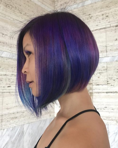 Cute Blue to Maroon Ombre Bob