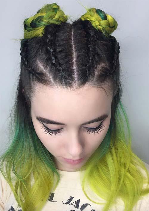 Half-up Braids and Spacebuns