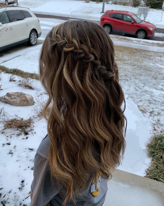 Half-up Waterfall Braid