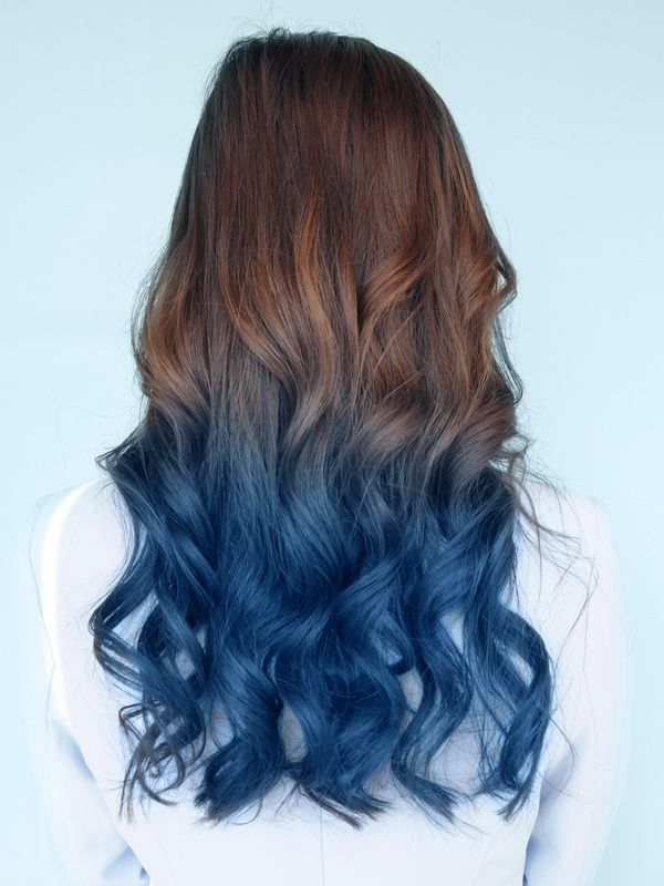 Brown to Blue Ombre Hair