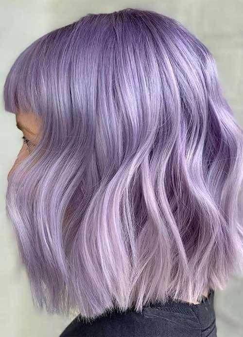 Lavender Lob with Bangs