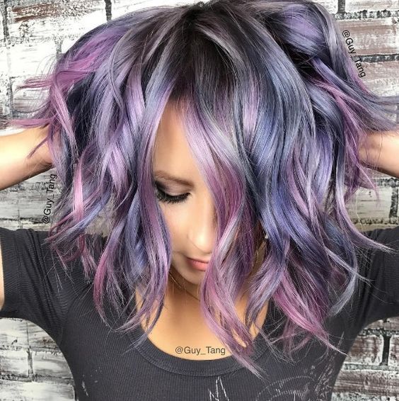 Metallic Purple Angled Bob