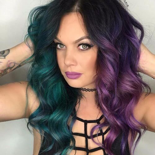 purple and green ombre hair