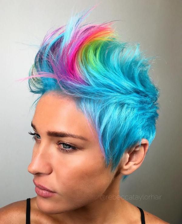 Rainbow Blue Ombre Pixie