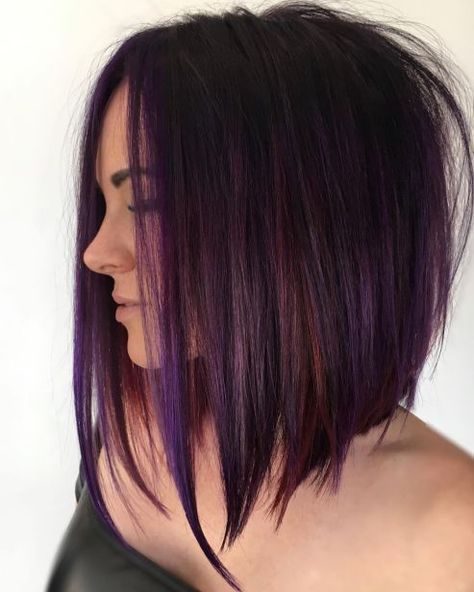 Purple Tinted Brunette Lob