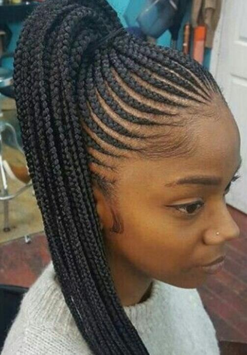 The Black Braids with a High Ponytail