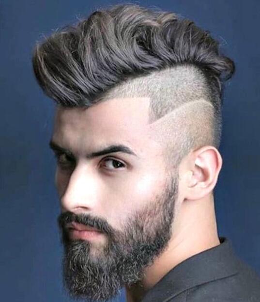 Long Wavy Faded Mohawk with Beard