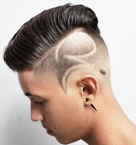 Side Parted Mohawk With A Design