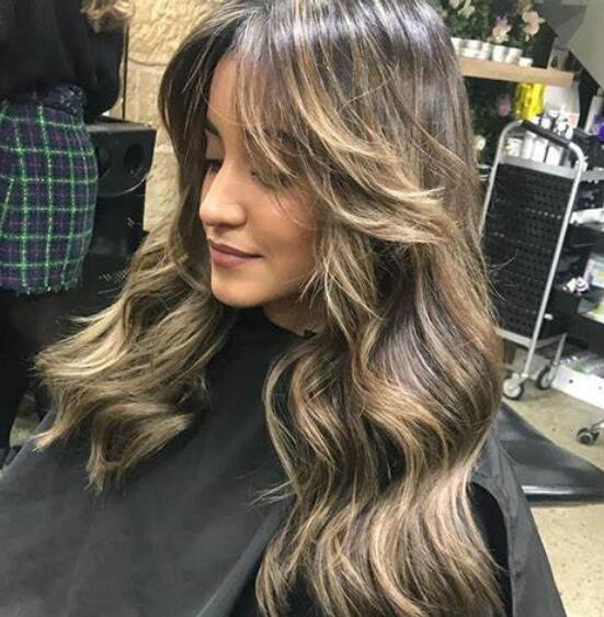 Curtain Bangs with Highlights