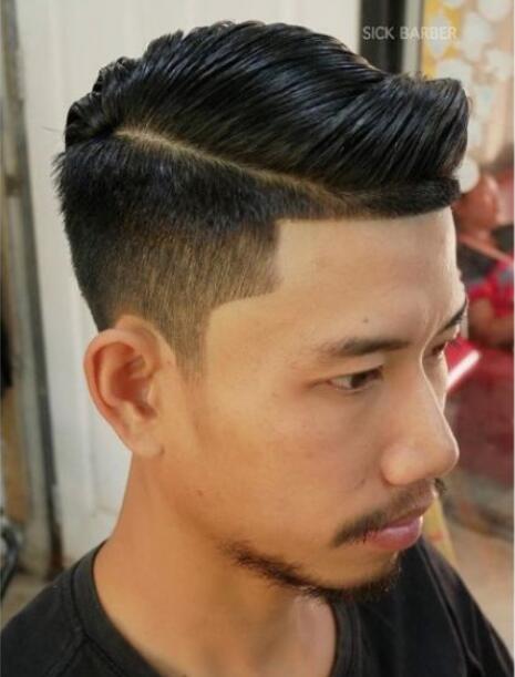Side Swept Top with Fade Cut
