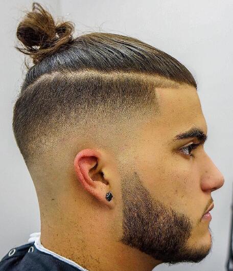 Temple Fade with Top Knot