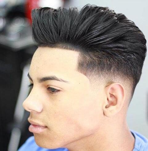 Textured Quiff with Temple Fade