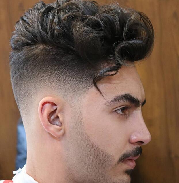 Long Wavy Hairstyles with Mid Fade