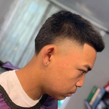 Low Tapered Crew Cut with Faded Sides