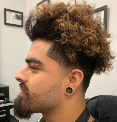 Messy Curls with Low Taper Fade