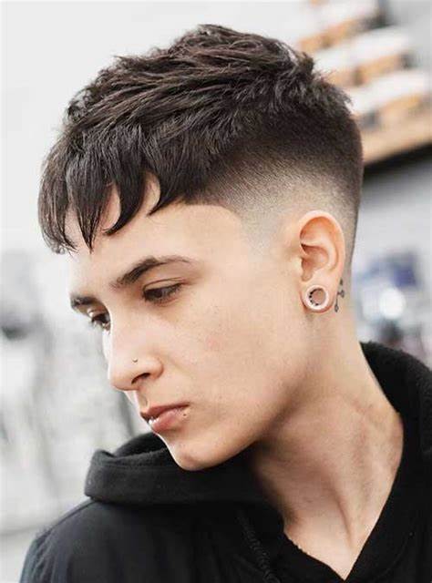 Messy fringe low taper fade