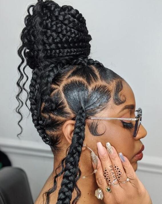 Heart and Triangle Knotless Braids
