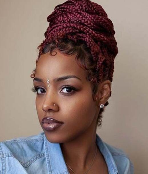 Large Knotless Braids Updo