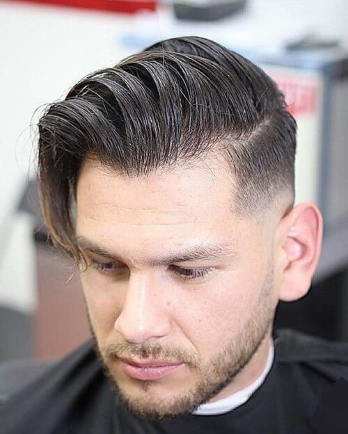 Comb-Over Mid-Taper Fade For Long Hair