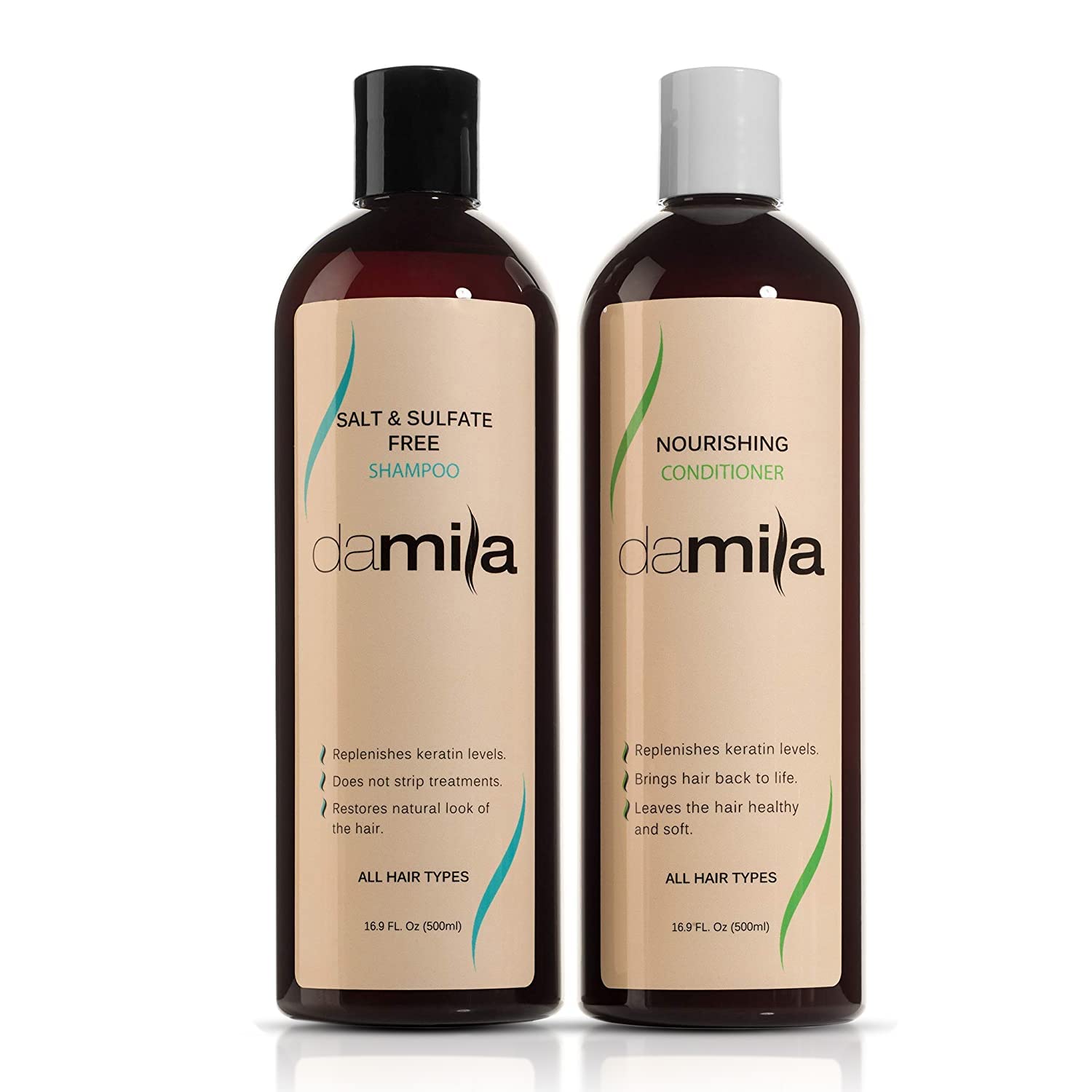 Damila Salt & Sulfate Free Shampoo & Conditioner for Keratin and Color Treated Hair